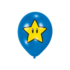 Super Mario latex golyók 11"/cm28 4 színes nyomattal, 6 db