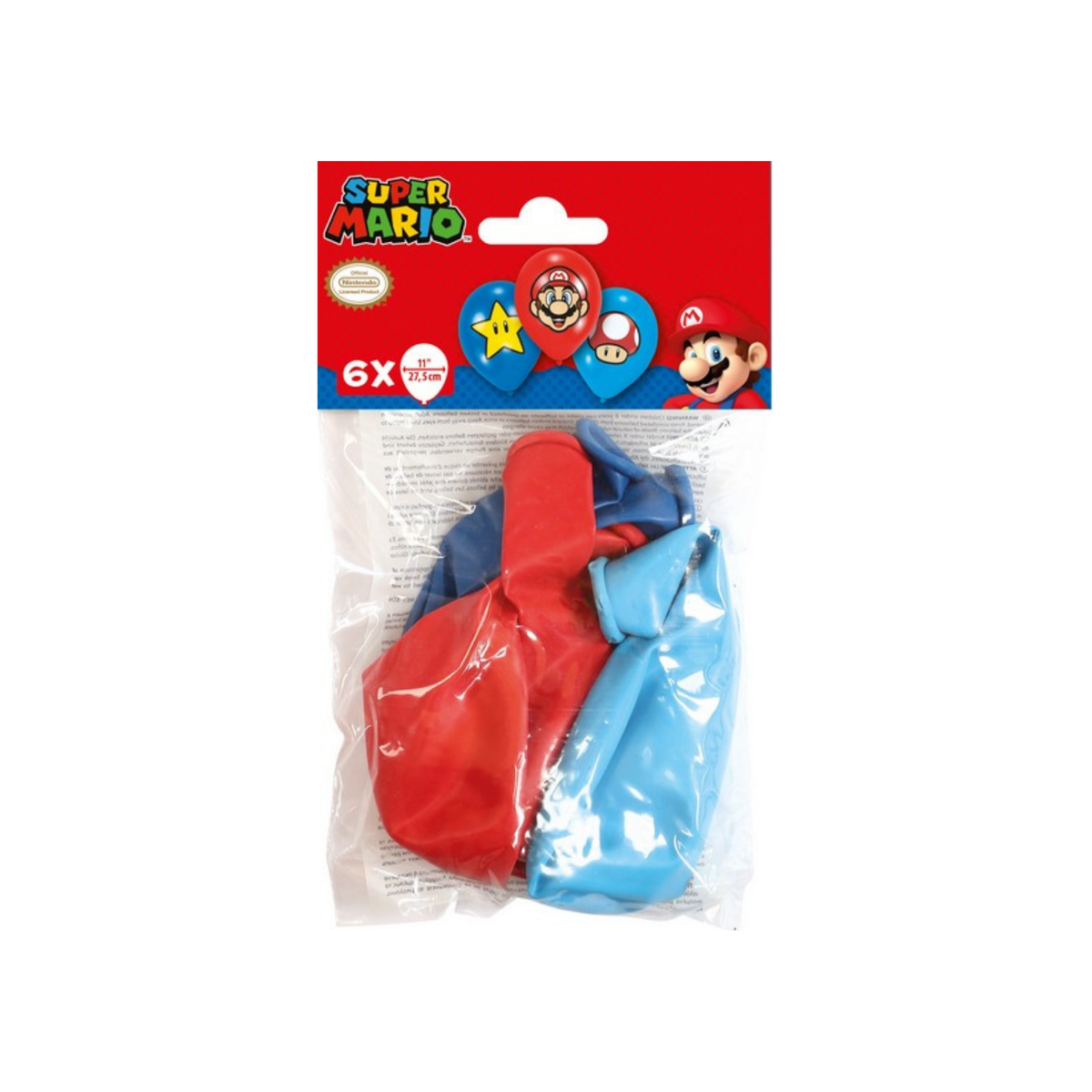 Super Mario latex golyók 11"/cm28 4 színes nyomattal, 6 db