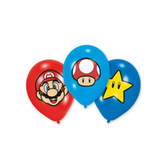 Super Mario latex golyók 11"/cm28 4 színes nyomattal, 6 db