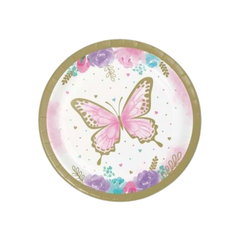 Piatto Carta Dessert Farfalle cm18 pz8