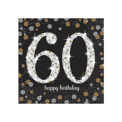 Tovagliolo "Happy Birthday" Sparkling Celebrations 60 anni cm33x33 pz16