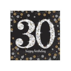 Tovagliolo Happy Birthday Sparkling Celebrations 30 anni cm33x33 pz16