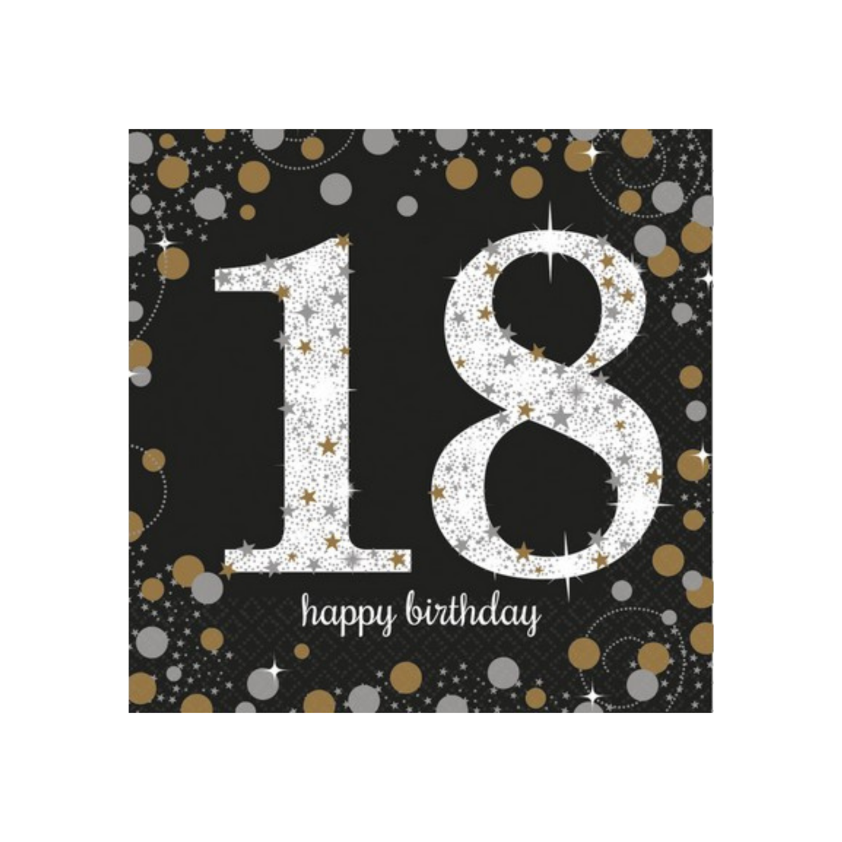 Tovagliolo Happy Birthday Sparkling Celebrations 18 anni  cm33x33 pz16