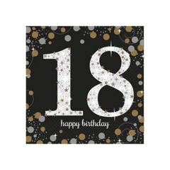 Tovagliolo Happy Birthday Sparkling Celebrations 18 anni  cm33x33 pz16