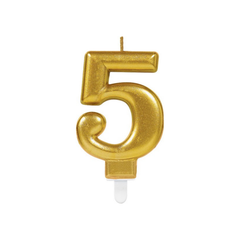 Candelina numero Cinque Oro metallizato cm9 pz1