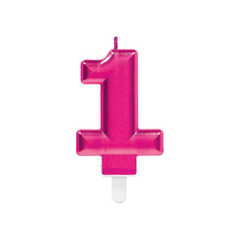 Candelina numero Uno Magenta metallizato cm9 pz1