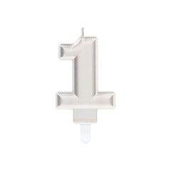 Candelina numero Uno Argento metallizato cm9 pz1