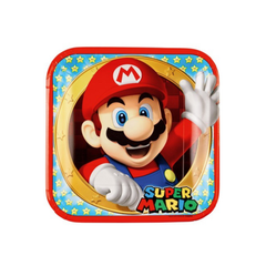 Piatto Carta Quadrato Super Mario cm23 pz8