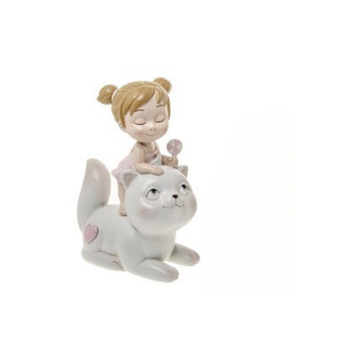 Bimba su gattina Rosa in Resina H cm 7 pz1 a cf.