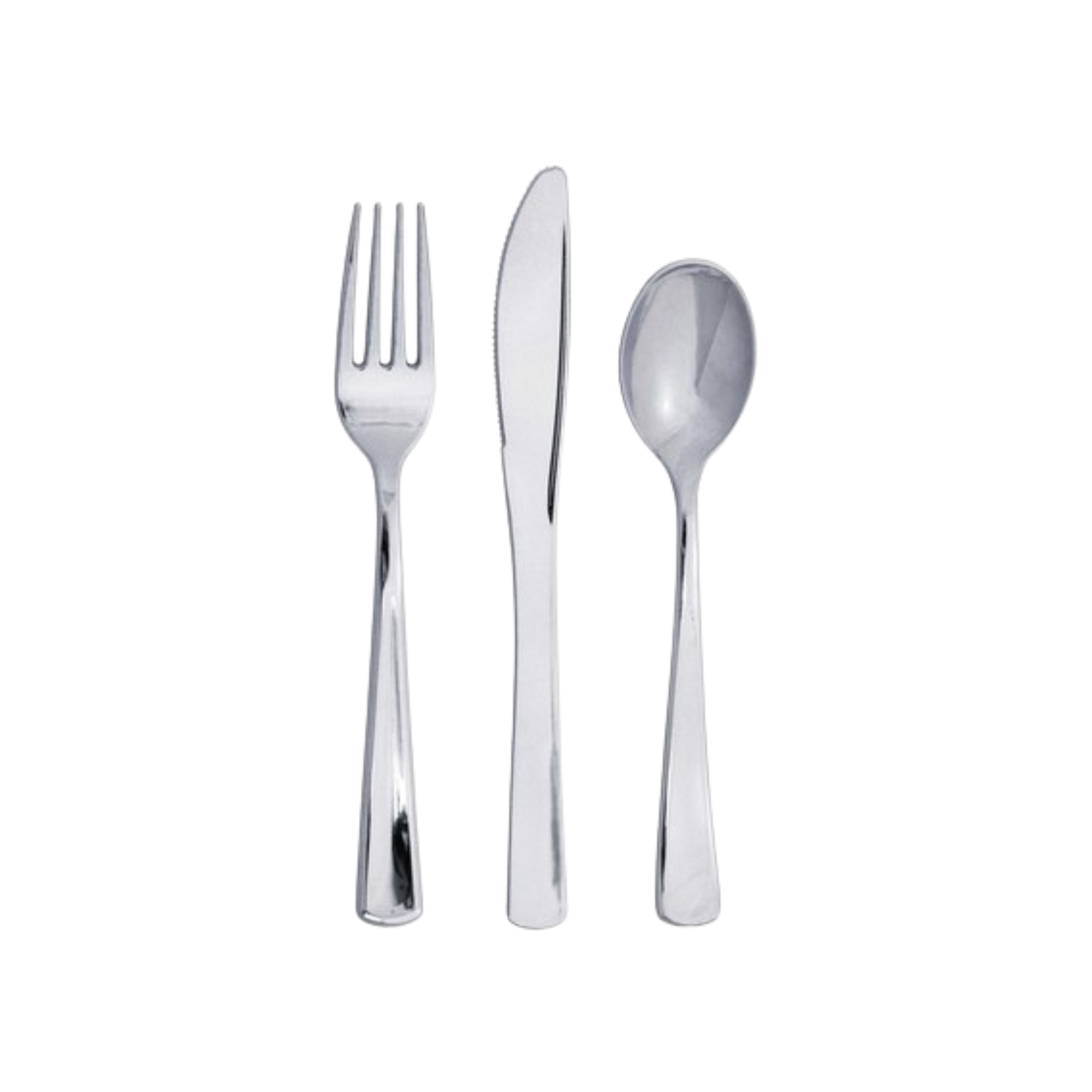 Set Posate Plastica Riutilizzabile Argento  pz24