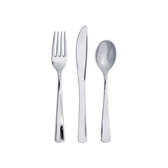 Set Posate Plastica Riutilizzabile Argento  pz24