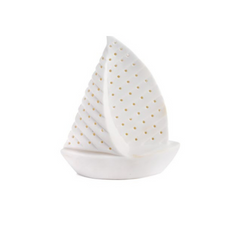Bomboniera Barca Vela C/Led Pocellana Bianco Cm.14,20 Pz1 a cf.