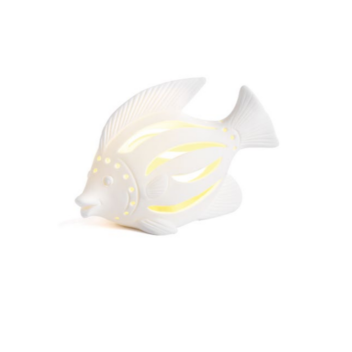 Bomboniera Pesce Tropicale C/Led Porcellana Bianco Cm13,20 Pz1 a cf.