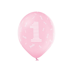 Latex lufi "Boldog 1. Születésnapot" Pink 12" cm30 db 24