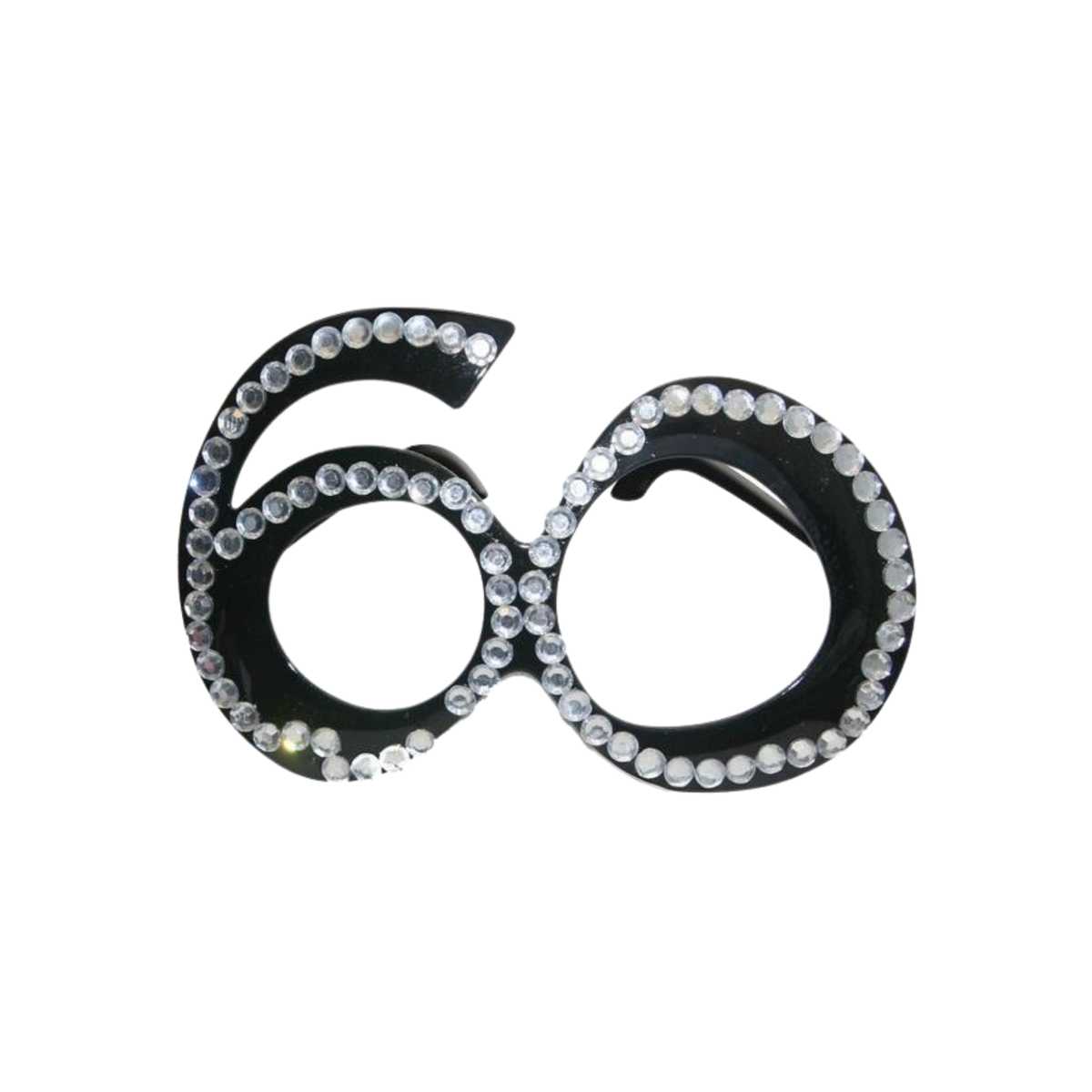 Occhiali Plastica "60 anni" Neri con strass pz1