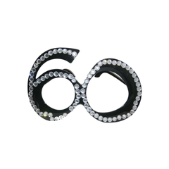 Occhiali Plastica "60 anni" Neri con strass pz1