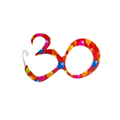 Occhiali Plastica Multicolor "30 anni" base Rosso  pz 1
