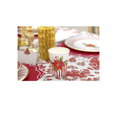 Bicchiere Carta Natale "Christmas Flowers" Ml 250 pz 8 a cf.