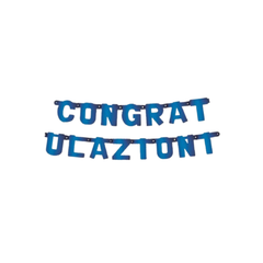 Festone Congratulazioni XL blu metallizzato cm 225x15 pz1