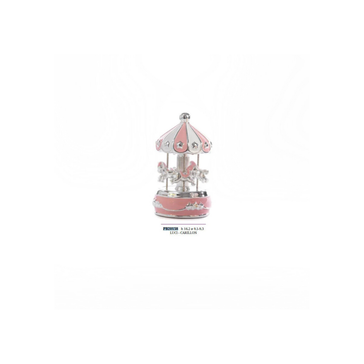 Giostrina Carillon Resina Rosa/Argento con luci cm 16,20 pz1 a cf.