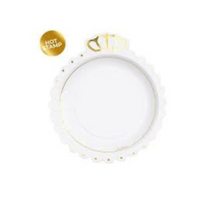 Piatto Carta Con Corona in Oro Cm20 Pz8 a cf.