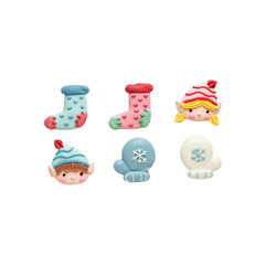 Decorazioni Zucchero Elfi di Babbo Natale Decora kit da 6pz