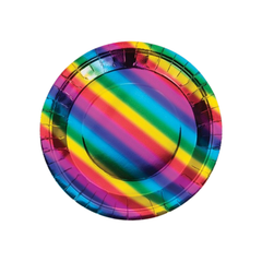 Piatto Carta Dessert Metallizzato Arcobaleno  Rainbow cm18 pz8