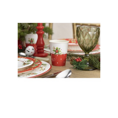Bicchiere Carta Natale " Holly Christmas" Ml 250 pz 8 a cf.