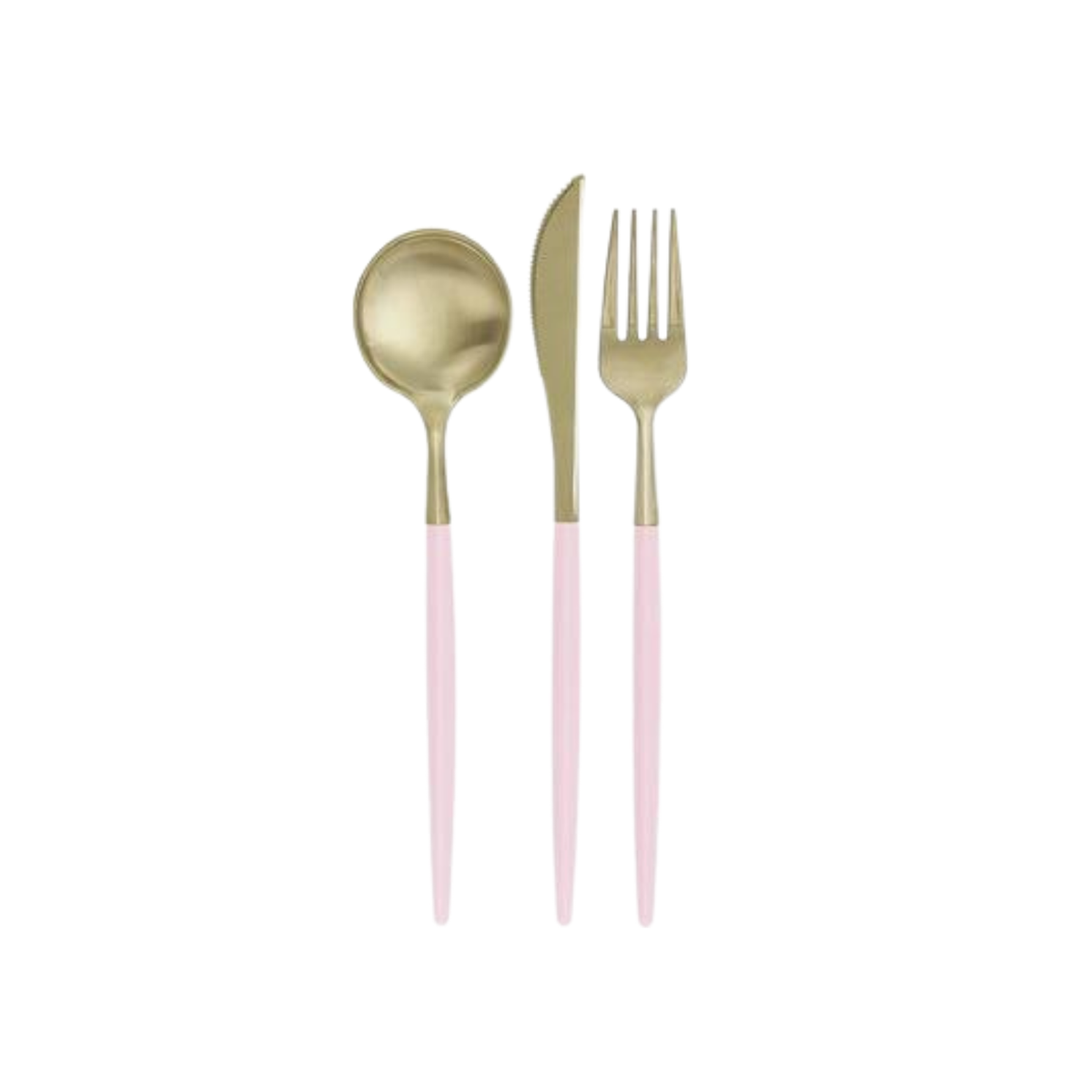 Reusable Plastic Cutlery Set Gold and Pink Metallic 12pcs