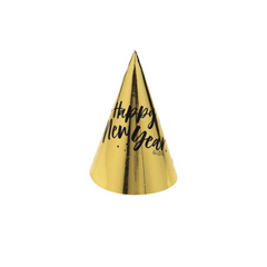 Cappellini Carta Cono "Happy New Year" Oro/Nero pz 6 a cf.