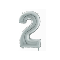 Pallone Foil Numero "2" Argento 36"- 90cm pz1