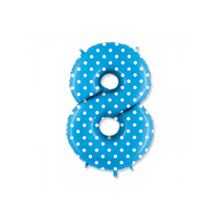 Pallone Foil Numero "8" Turchese Pois 40" - 102cm pz1