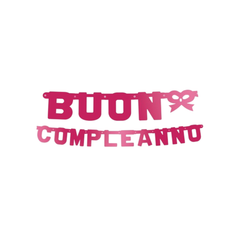 Festone "Buon Compleanno" XL Rosso magenta metallizzato   cm 253x15 pz1