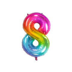 Pallone  Foil Numero "8" Arcobaleno 34"- 86cm pz1