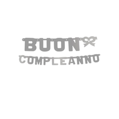Festone "Buon Compleanno" XL Argento metallizzato cm 253x15 pz1