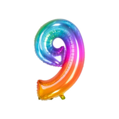 Pallone Foil Numero "9" Arcobaleno 34" - 86cm pz1 acf.