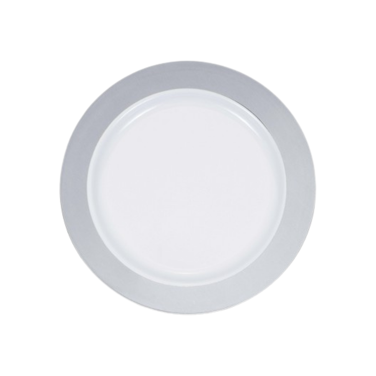Piatto Plastica Riutilizzabile Bianco bordo Argento cm25,5 pz10
