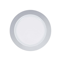 Piatto Plastica Riutilizzabile Bianco bordo Argento cm25,5 pz10