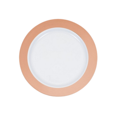 Piatto Plastica Riutilizzabile Bianco bordo Rose Gold cm18 pz10