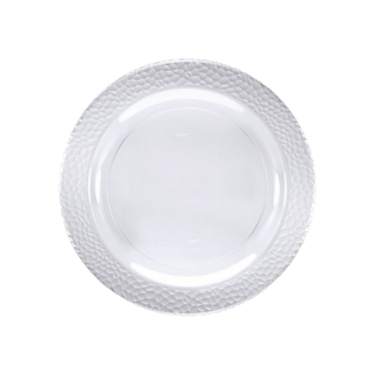 Többször használható műanyag tányér átlátszó dombornyomott éllel, 25,5 cm, 10 db