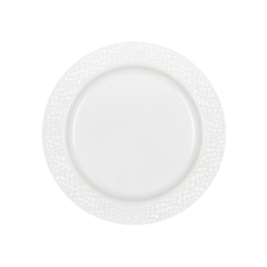 Piatto Plastica Riutilizzabile bordo Goffrato Bianco cm25,5 pz 10