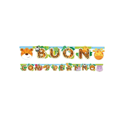 Festone "Buon Compleanno" Animali della Giungla 185x14cm pz1