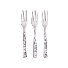 Forchetta Plastica Riutilizzabile Argento metalizzato pz24