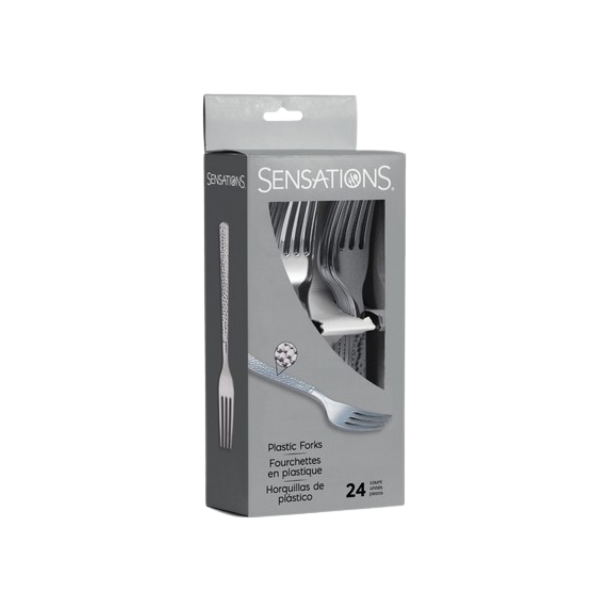 Forchetta Plastica Riutilizzabile Argento metalizzato pz24