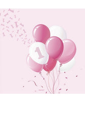 First Birthday Napkin Pink cm33x33 20pcs