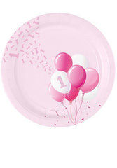 Piatto Carta Primo Compleanno  Rosa cm23  pz8