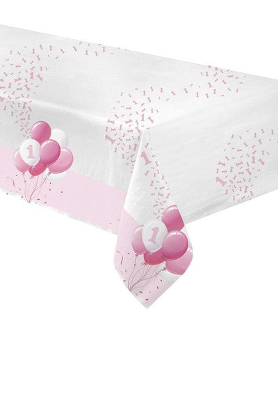 Pink First Birthday Paper Tablecloth cm120x180 pcs1