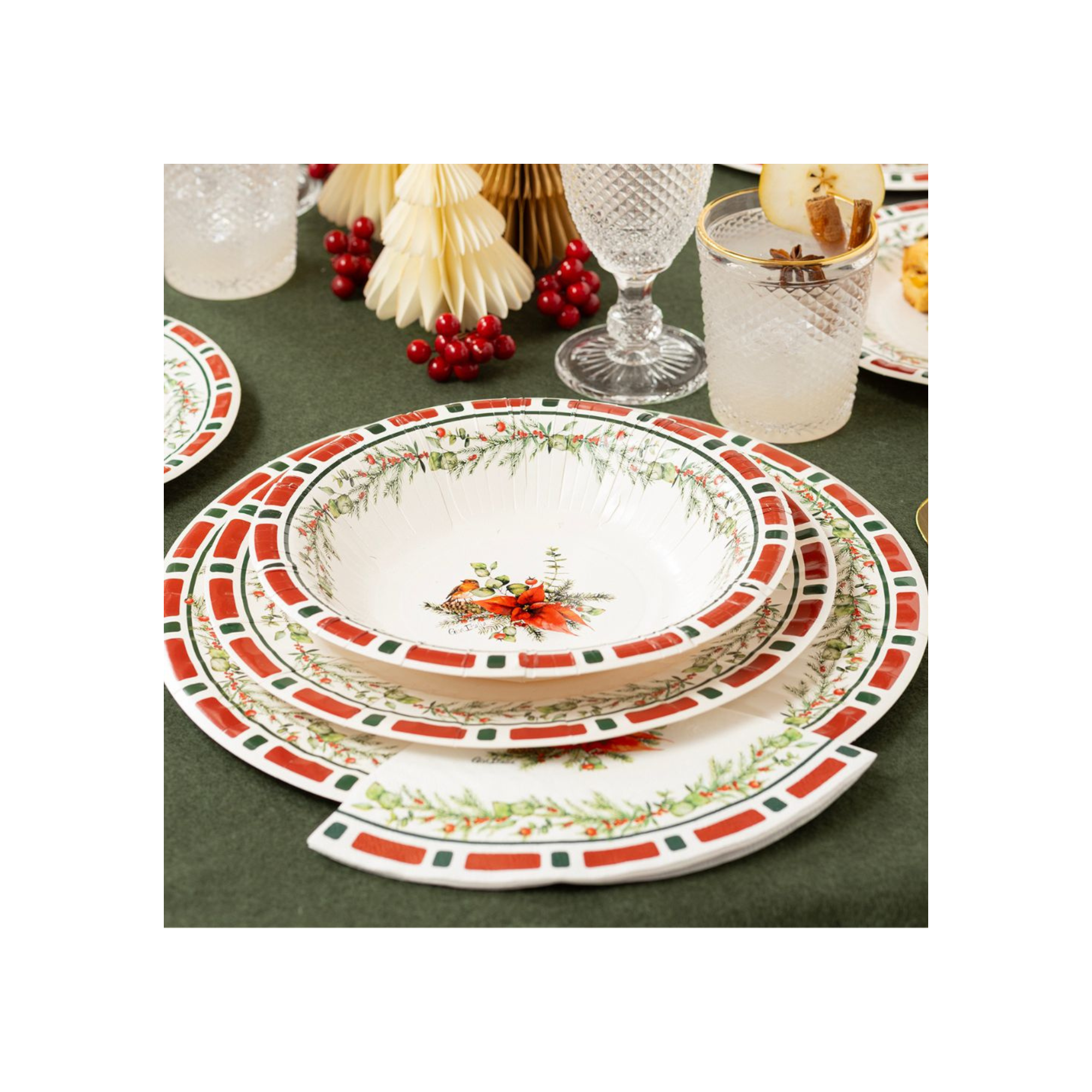 Piatto Carta Natale "Christmas Eve" cm21 pz8 a cf.