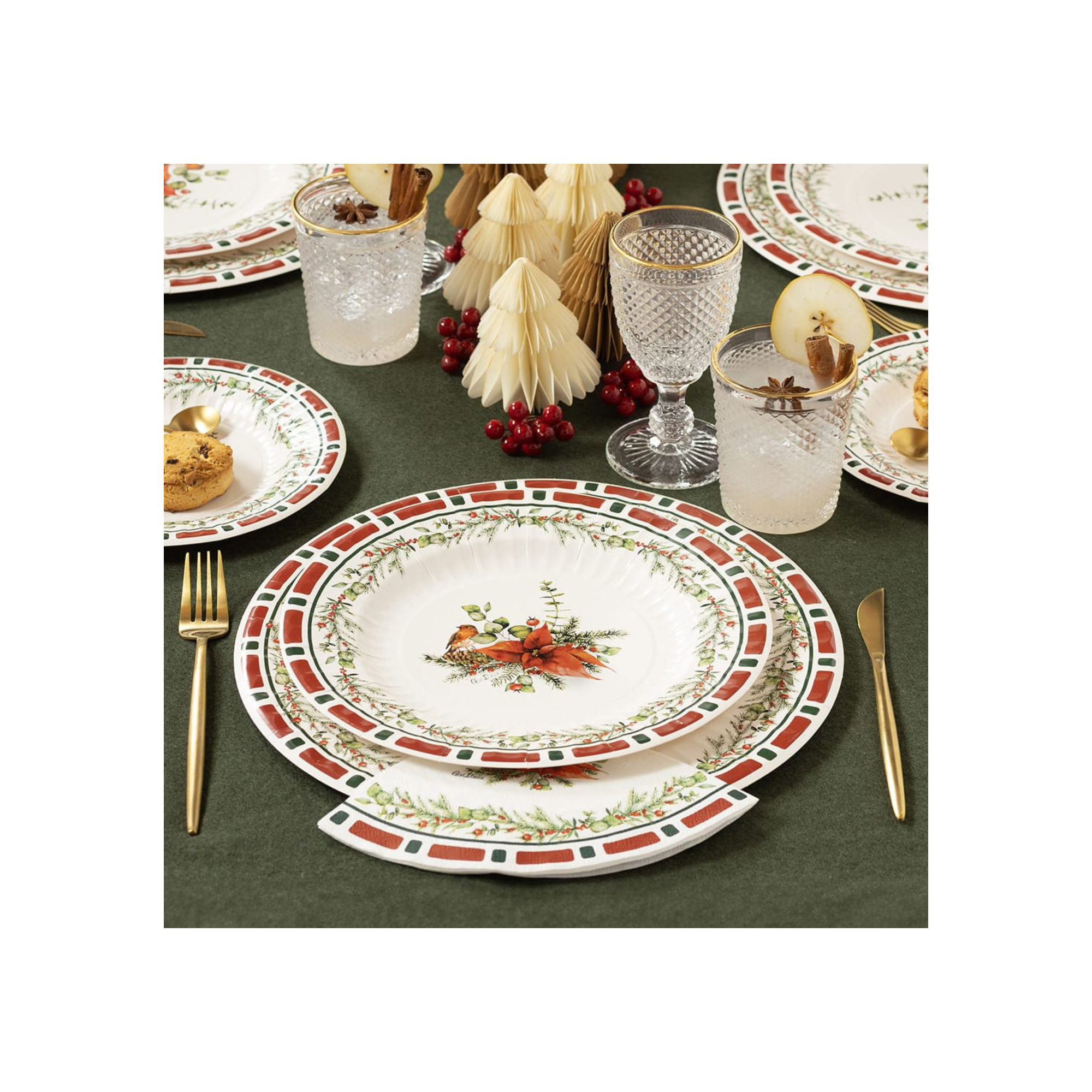 Piatto Carta Natale "Christmas Eve" cm24 pz8 a cf.