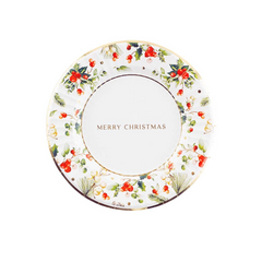 Piatto Carta Natale "Christmas Greetings" cm 23  pz8 a cf.